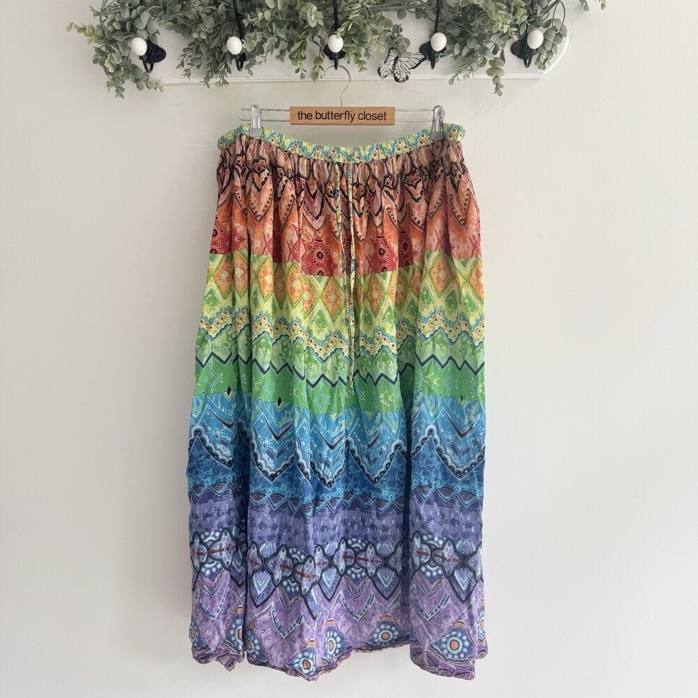 Lane Bryant Boho Rainbow Paisley Hippie Maxi Skirt 18/20